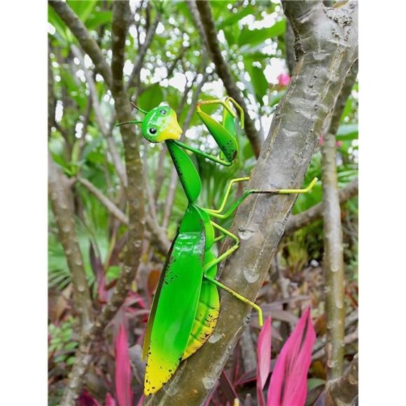 5Metal Mantis Garden Yard Art Decor Set of 2 Lawn Patio Tree Ornaments Sculpture - Picture 5 of 6